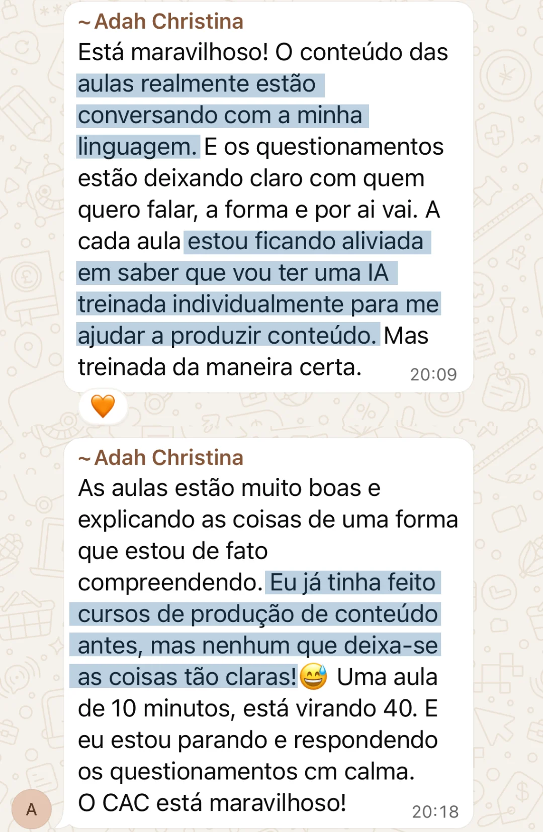depoimento adah CAC