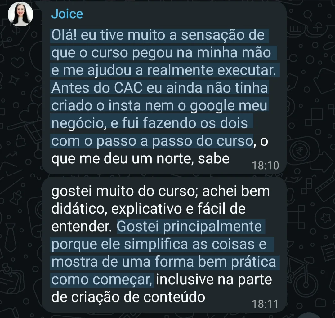 depoimento joice CAC